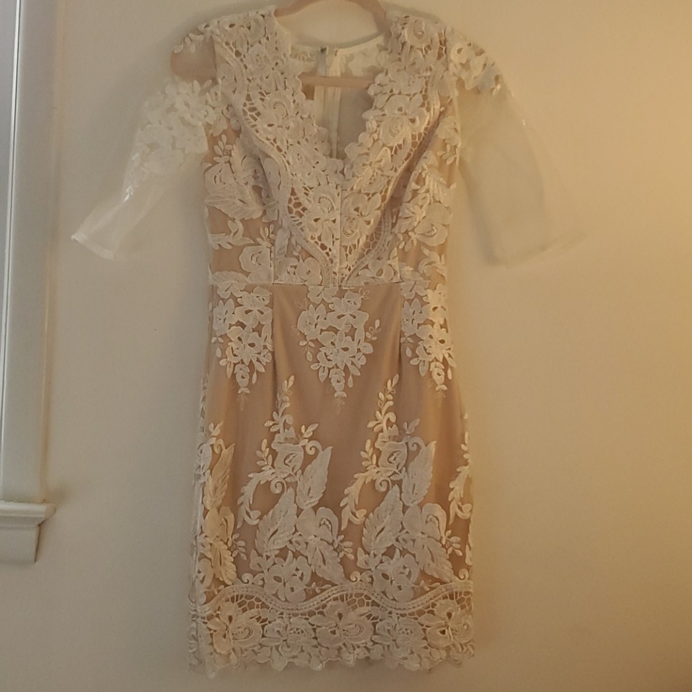 White lace dress with illusion